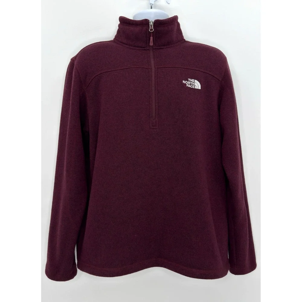 The North Face Leo Sweater Mens L Burgundy 1/4 Zip Fleece Pullover NF0A2SUX